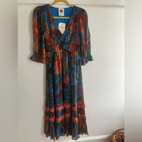 Farm Rio Puff Sleeve Maxi Dress Size XXS NWT - Picture 7 of 16